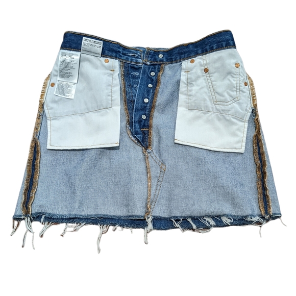 NWOT LEVi's Big E Denim skirt, cut off raw hem, button fly, vintage inspired - Picture 9 of 14